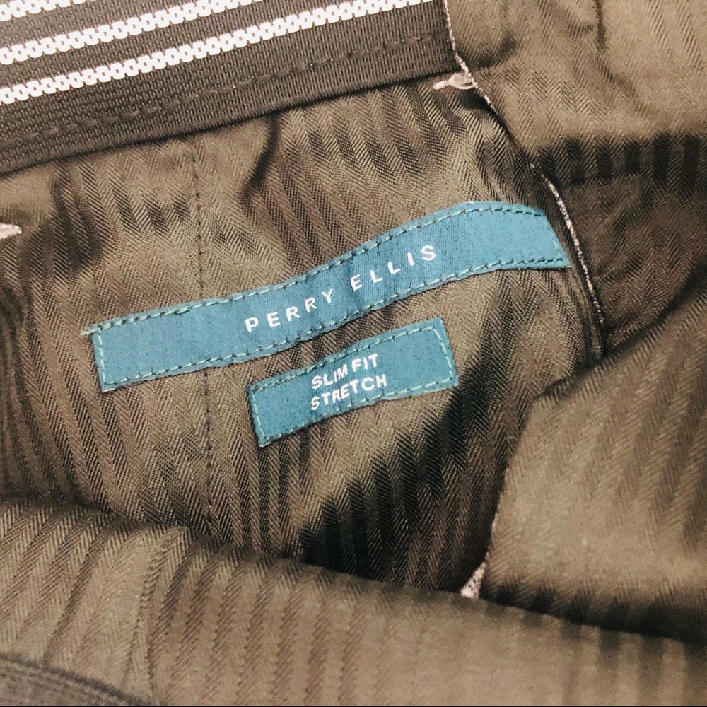 NWOT | Perry Ellis | Small Plaid Slim Fit Flat Front Trousers - Picture 6 of 6